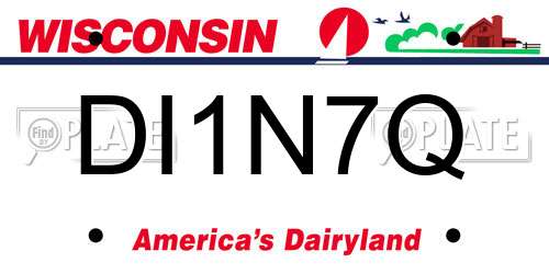 DI1N7Q Wisconsin License Plate