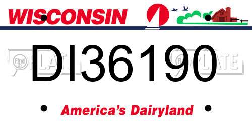 DI36190 Wisconsin License Plate