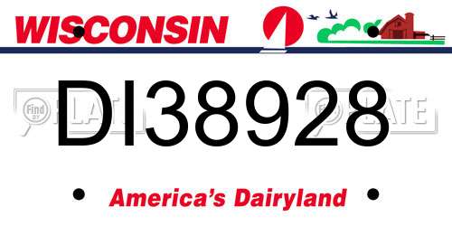DI38928 Wisconsin License Plate