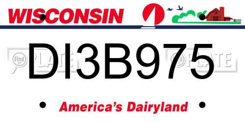 DI3B975 Wisconsin License Plate