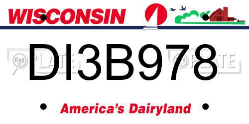 DI3B978 Wisconsin License Plate