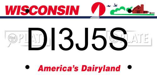 DI3J5S Wisconsin License Plate