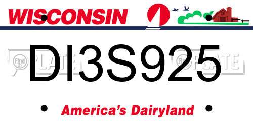 DI3S925 Wisconsin License Plate