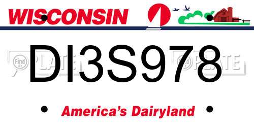 DI3S978 Wisconsin License Plate
