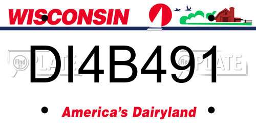 DI4B491 Wisconsin License Plate