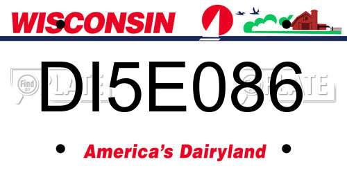 DI5E086 Wisconsin License Plate