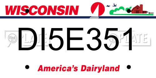 DI5E351 Wisconsin License Plate