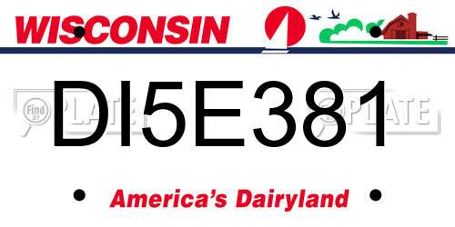 DI5E381 Wisconsin License Plate