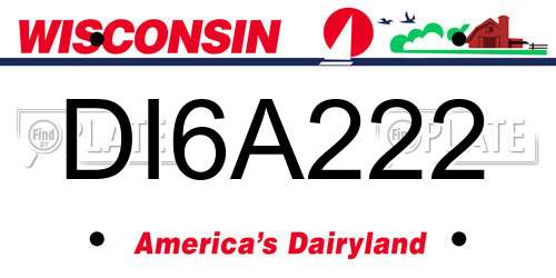 DI6A222 Wisconsin License Plate