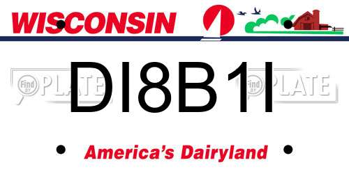 DI8B1I Wisconsin License Plate