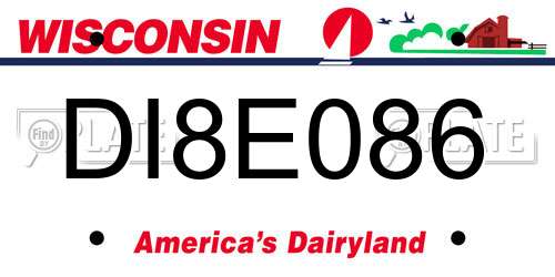 DI8E086 Wisconsin License Plate