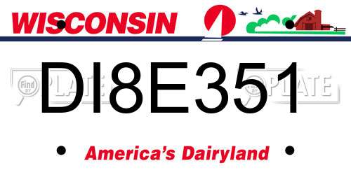 DI8E351 Wisconsin License Plate