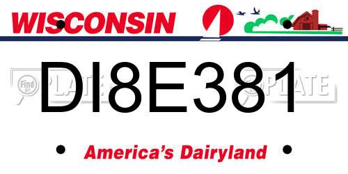 DI8E381 Wisconsin License Plate