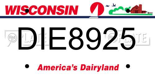 DIE8925 Wisconsin License Plate