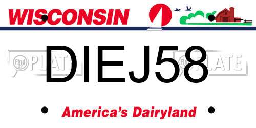 DIEJ58 Wisconsin License Plate