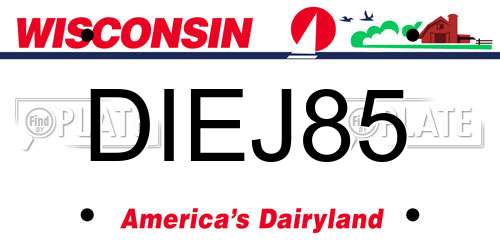 DIEJ85 Wisconsin License Plate