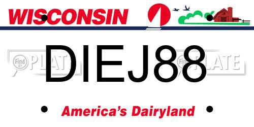 DIEJ88 Wisconsin License Plate