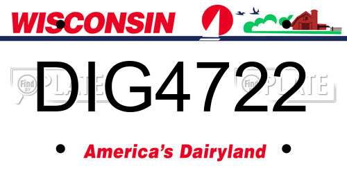 DIG4722 Wisconsin License Plate