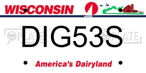 DIG53S Wisconsin License Plate
