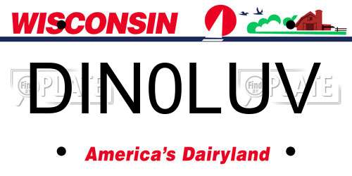 DIN0LUV Wisconsin License Plate