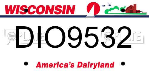 DIO9532 Wisconsin License Plate