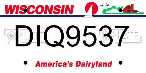 DIQ9537 Wisconsin License Plate