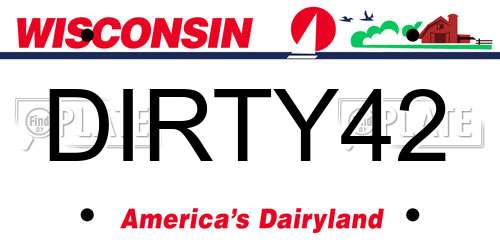 DIRTY42 Wisconsin License Plate