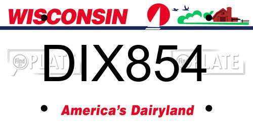 DIX854 Wisconsin License Plate
