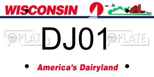 DJ01 Wisconsin License Plate