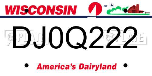 DJ0Q222 Wisconsin License Plate