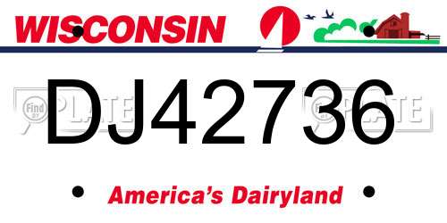 DJ42736 Wisconsin License Plate