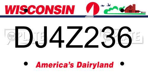 DJ4Z236 Wisconsin License Plate