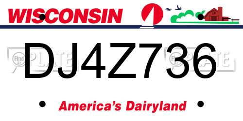 DJ4Z736 Wisconsin License Plate