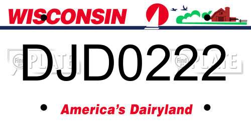 DJD0222 Wisconsin License Plate