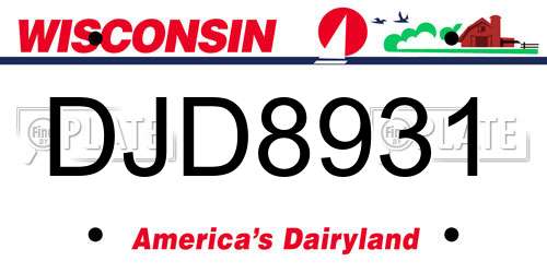 DJD8931 Wisconsin License Plate