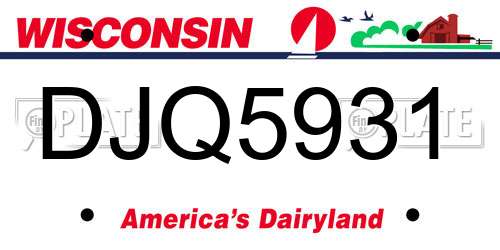 DJQ5931 Wisconsin License Plate