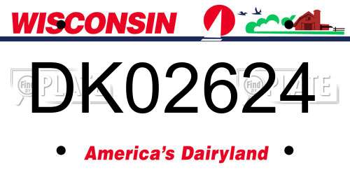 DK02624 Wisconsin License Plate