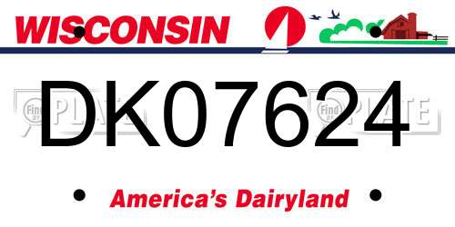 DK07624 Wisconsin License Plate