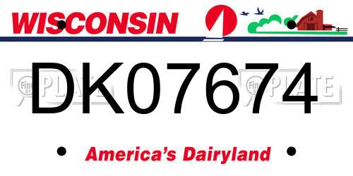 DK07674 Wisconsin License Plate