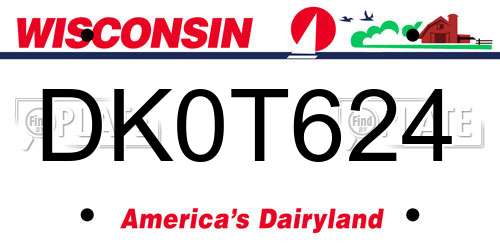 DK0T624 Wisconsin License Plate