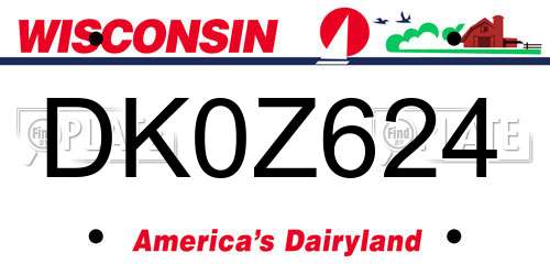 DK0Z624 Wisconsin License Plate