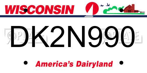 DK2N990 Wisconsin License Plate
