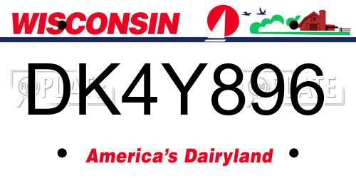 DK4Y896 Wisconsin License Plate