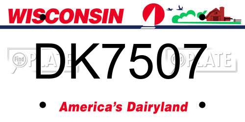 DK7507 Wisconsin License Plate