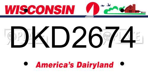 DKD2674 Wisconsin License Plate