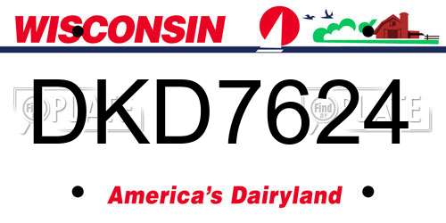 DKD7624 Wisconsin License Plate