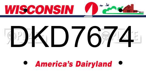 DKD7674 Wisconsin License Plate