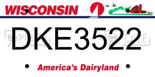 DKE3522 Wisconsin License Plate