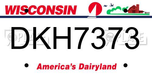 DKH7373 Wisconsin License Plate
