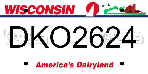 DKO2624 Wisconsin License Plate